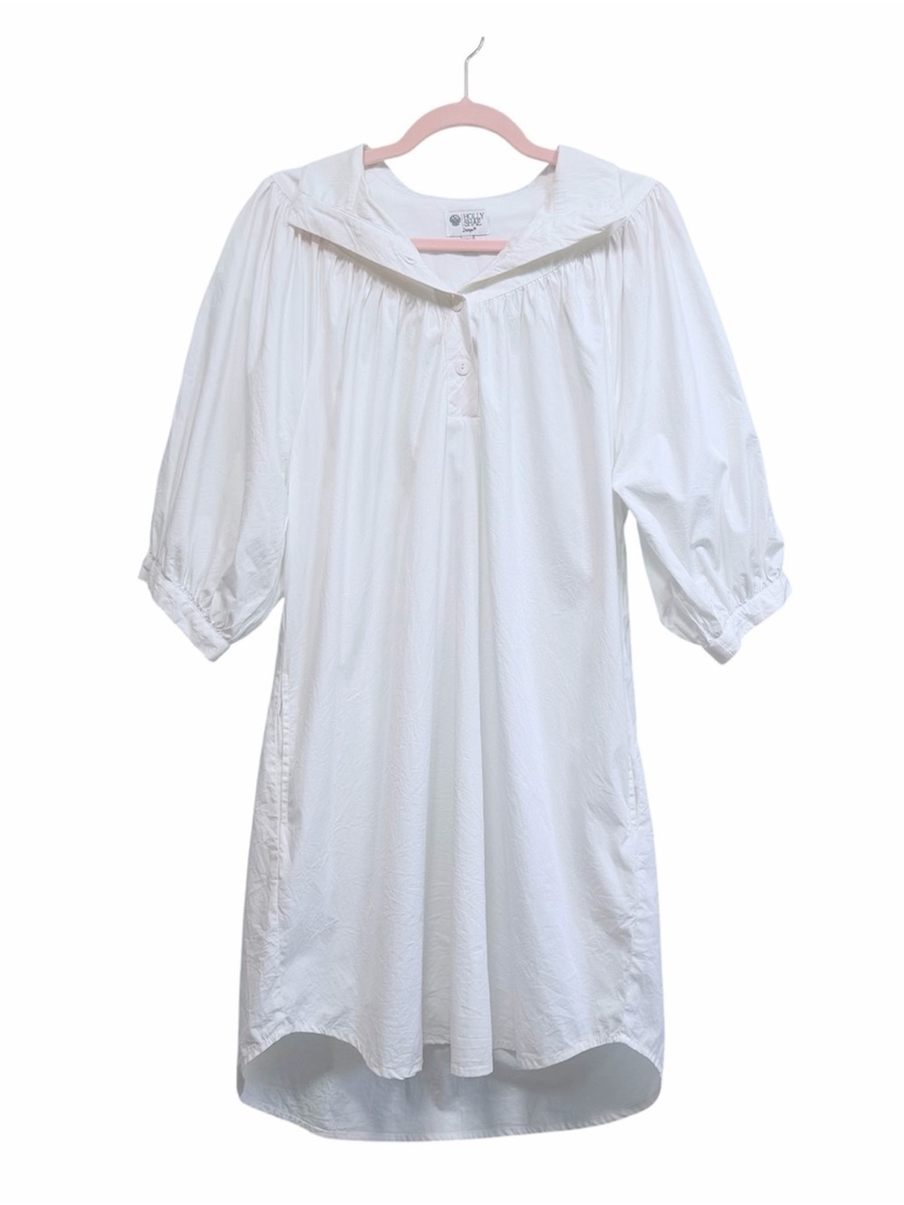 Holly Shae Laney white 100% cotton relaxed fit dress, size Medium / Large